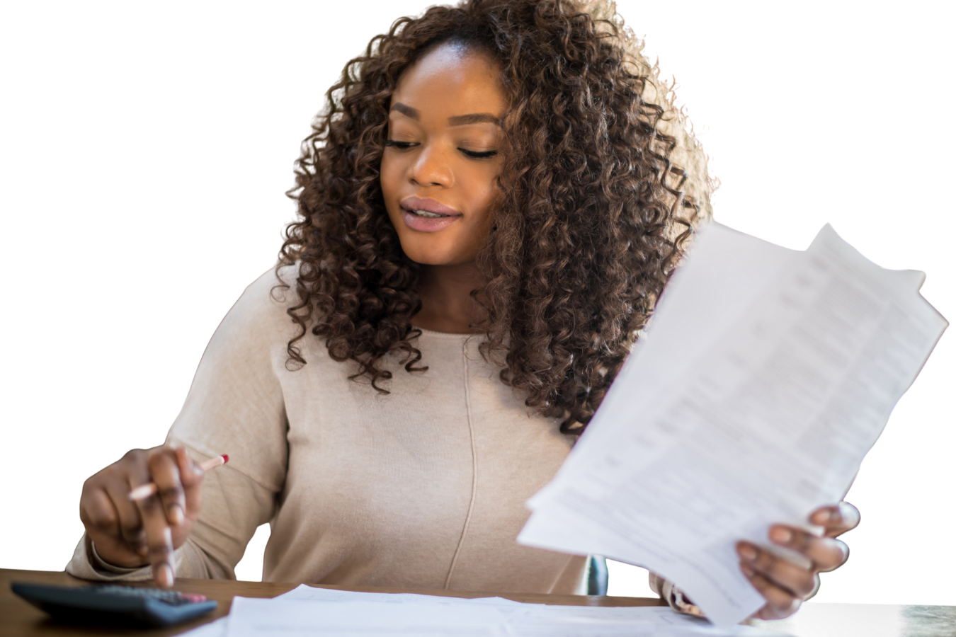 Finance woman working on a calculator